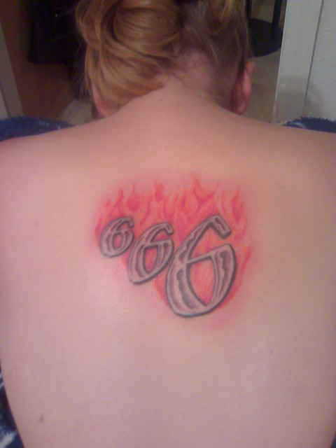 666 tattoo on the back
