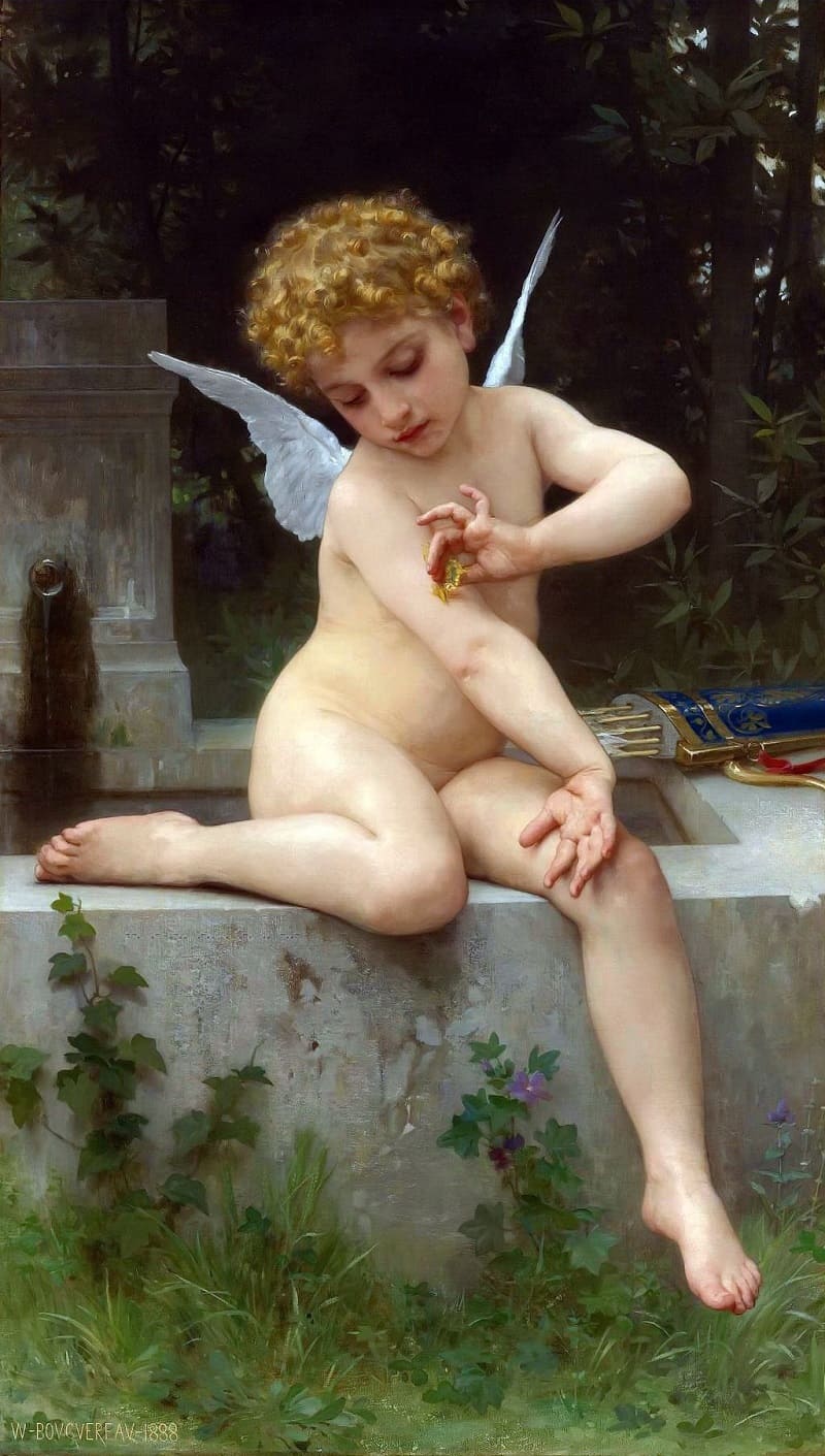Adolph William Bouguereau Cupid with Butterfly, 1888 Location: Fred and Cherie Ross Collection (Art Renewal Center), New Jersey, USA.
