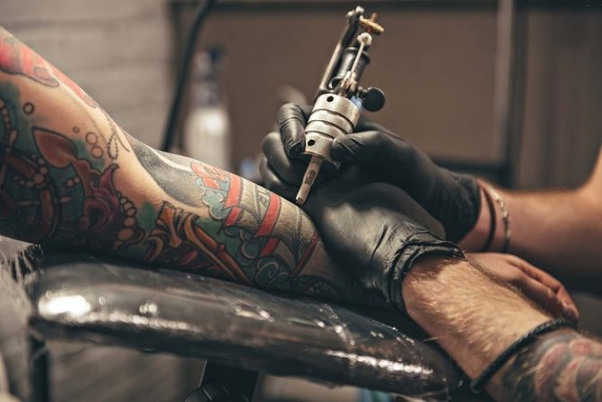 Anesthesia before a tattoo. Preparation and process of tattooing, photo