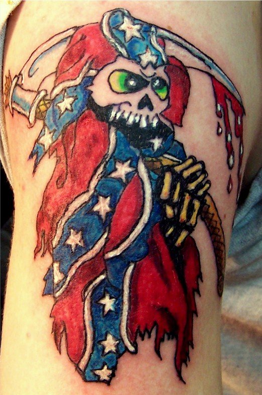 Confederate flag biker tattoo