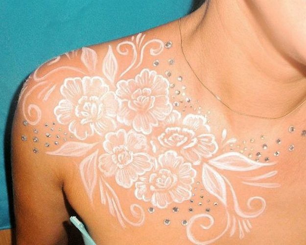 White tattoos for girls. Pictures on the wrist, hand, leg, neck, ideas