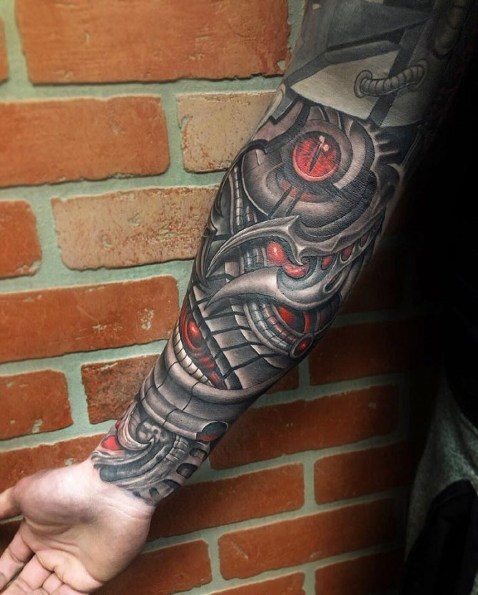 Biomechanics tattoo on the arm
