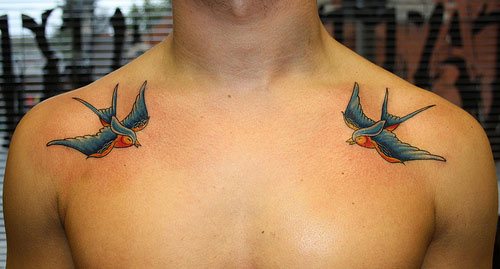 Oldsoul birds are most often embroidered on the collarbones