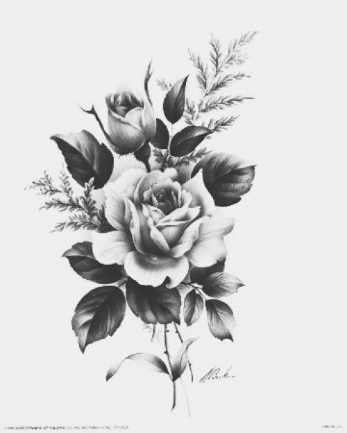 Black rose tattoo sketch, rose as a gift