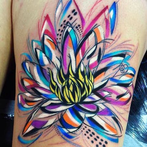 Color tattoo of a water lily
