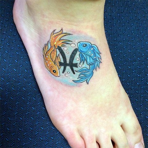 Color tattoo - fish zodiac sign