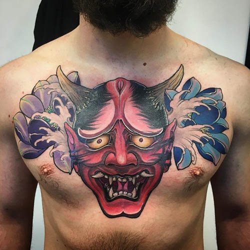 Tatuaggio Demon Oni. Significato, su braccio, schiena, spalla, avambraccio