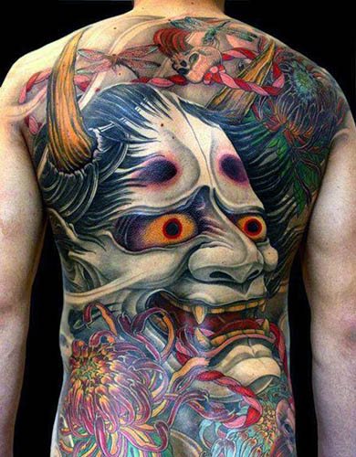Tatuaj Demon Oni. Semnificație, pe braț, spate, umăr, antebraț