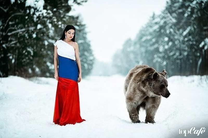 Girl with a bear photo