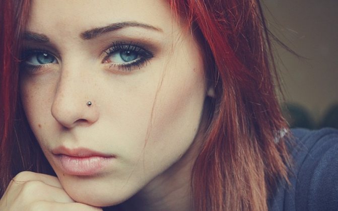 Girl with a nose piercing