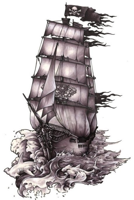 Sketch for a tattoo ship