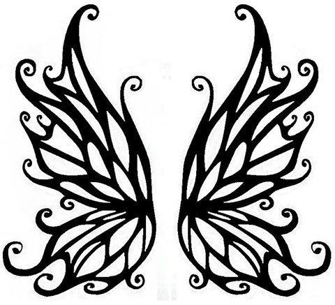 Sketch for a tattoo of wings on the back for girls