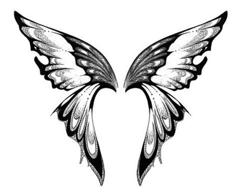 Sketch for tattoo wings on back for girls