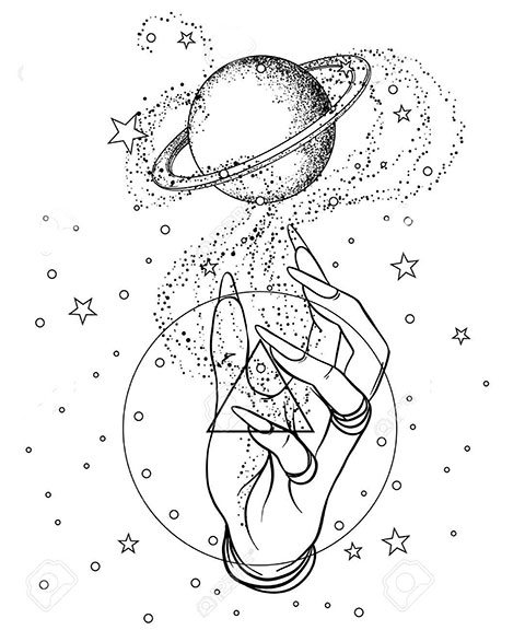 Sketch for a tattoo with planets