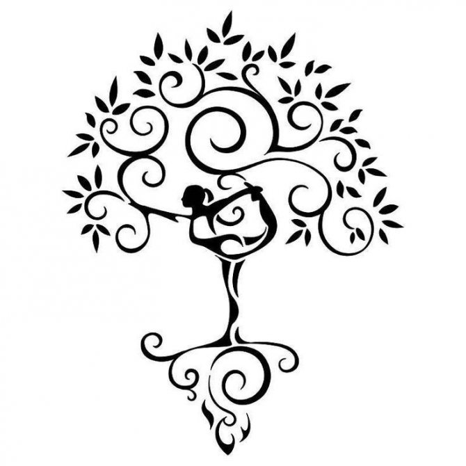Sketch for a tattoo in the form of a tree and a girl