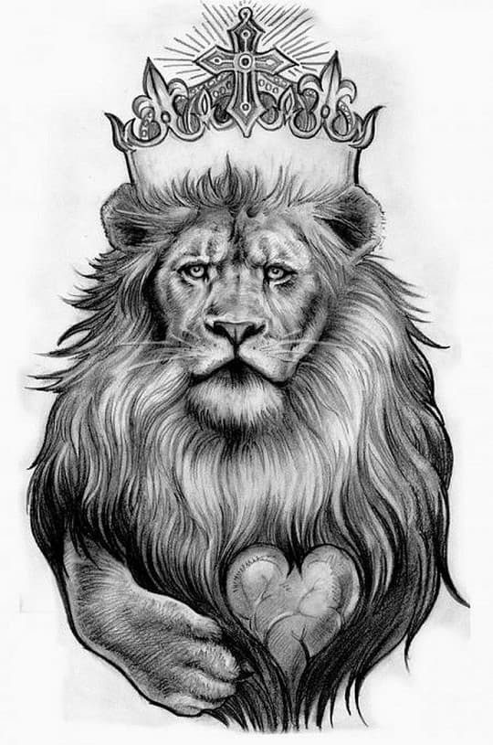 Sketch for a tattoo as a great lion