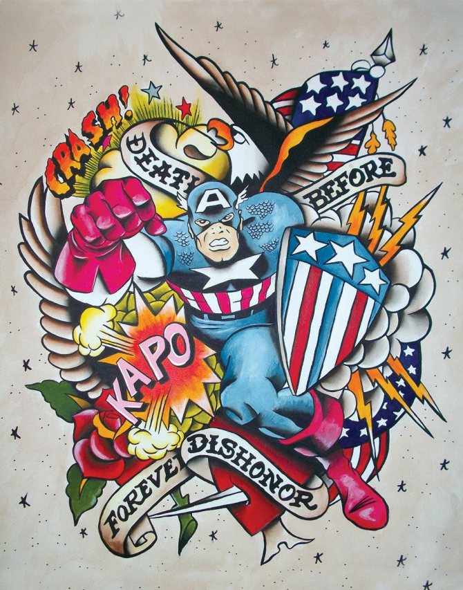 Captain America tattoo sketch