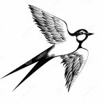 Sketch of a tattoo of a swallow in flight