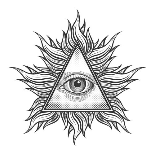 Sketch of a pyramid tattoo with an eye