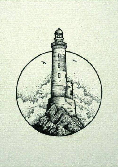 Sketches of black tattoo lighthouse