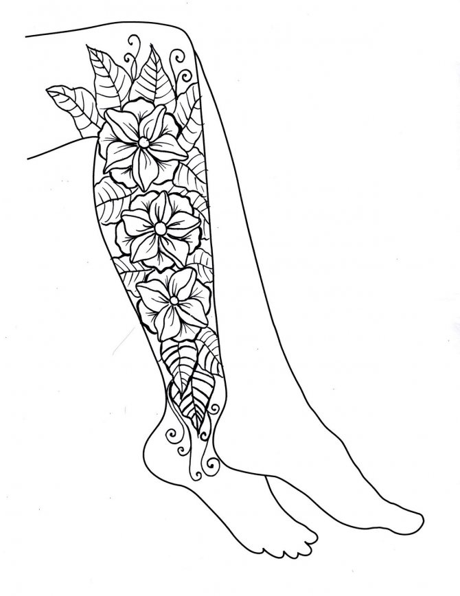 Sketches of mehendi on a leg for beginners