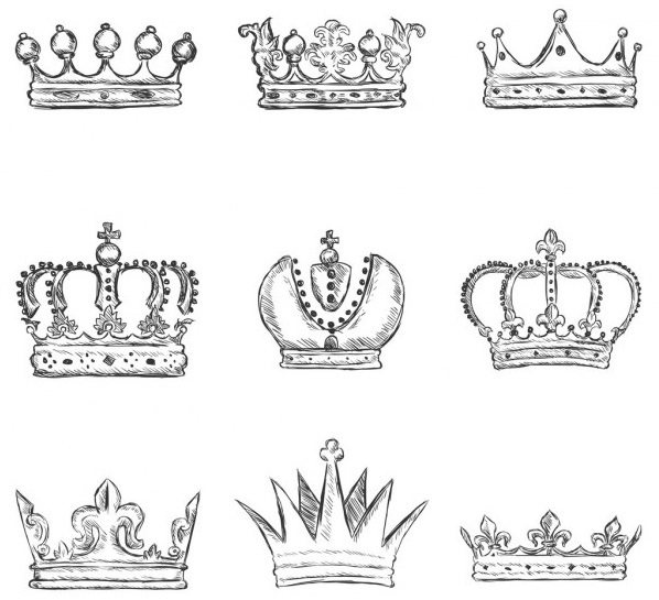 Sketches of the most interesting designs for a tattoo in the form of the crown