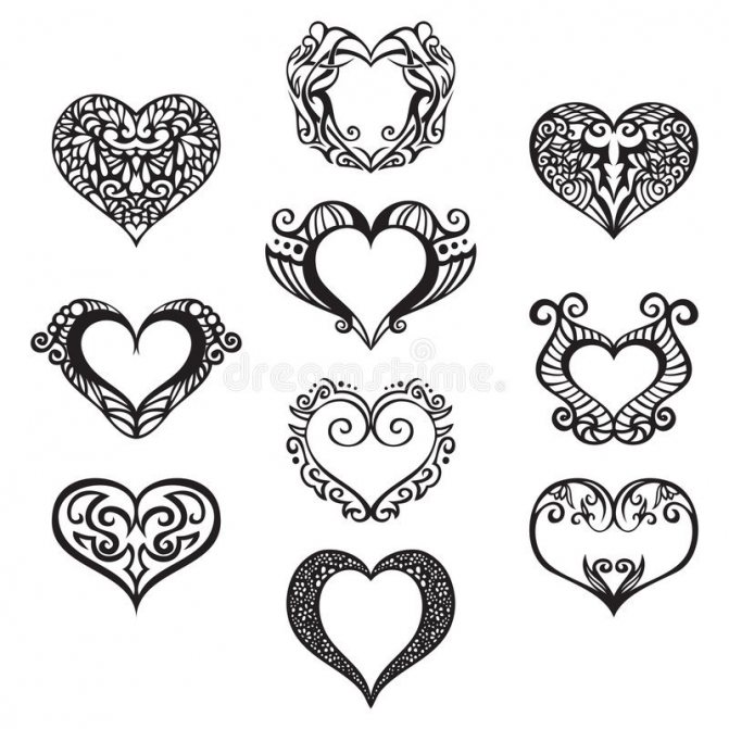 Sketches of tattoo-hearts