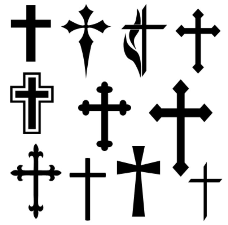 Sketches of tattoos in the shape of a cross