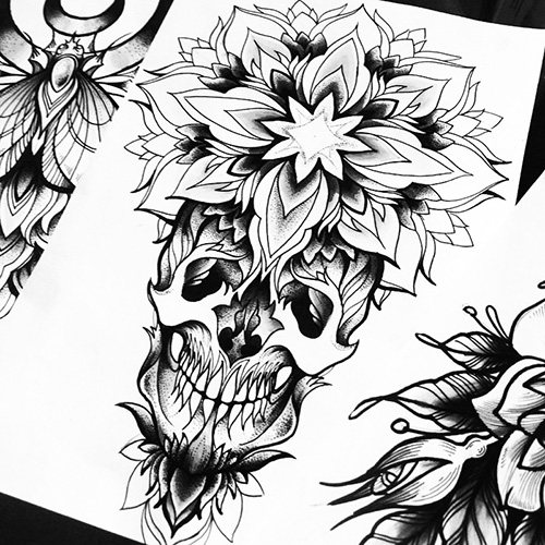 Sketches-tattoo on white background for men, girls