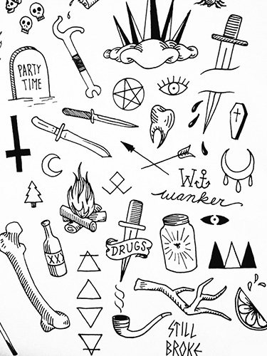 Sketches-tattoos on white background for men, girls