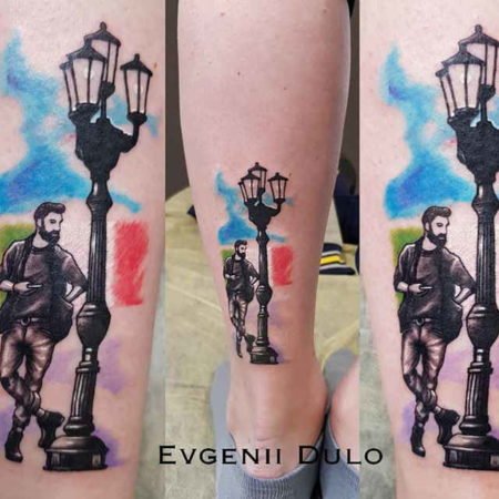 Lantern tattoo lantern pole on foot
