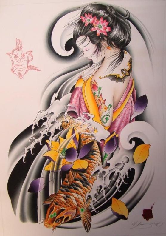 Geisha with a symbol of love
