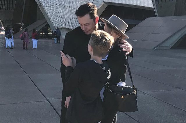Elon Musk and Amber Heard with engineer's son from first marriage
