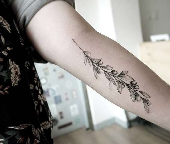 Exquisite olive branch tattoo