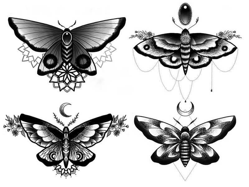 Elegant sketches for tattoos on the lower back