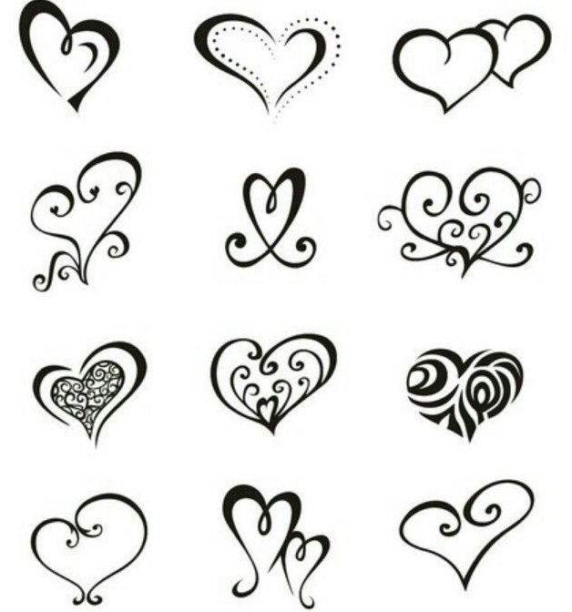 Elegant Hearts Tattoo Sketches