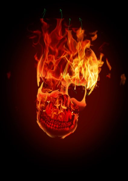 How to Draw a Human Skull on Fire 15