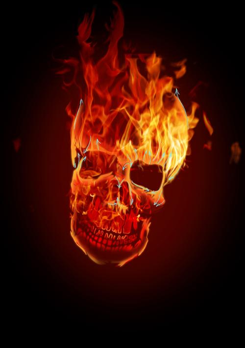 How to Draw a Human Skull on Fire 16