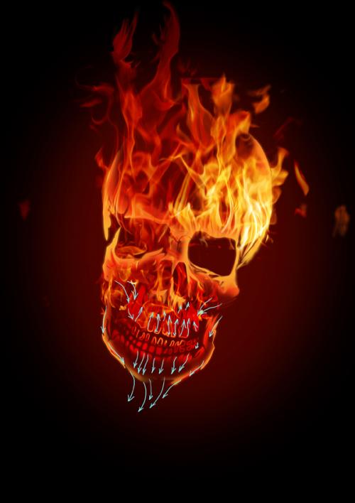 How to Draw a Human Skull on Fire 17