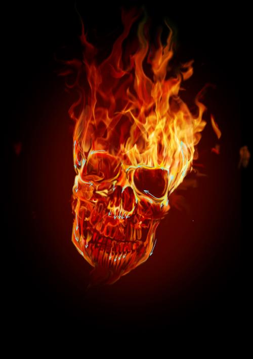 How to Draw a Human Skull on Fire 18
