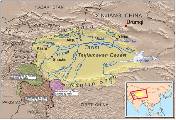 Map of the Tarim River Basin and the Takla Makan Desert