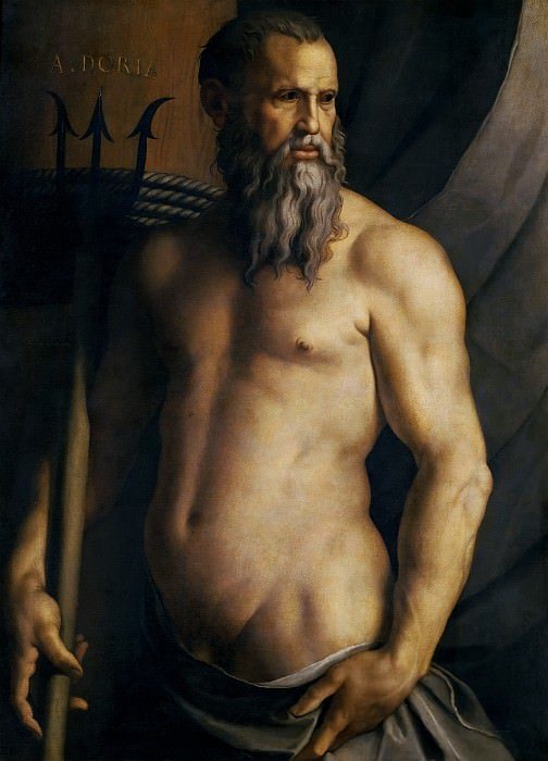 Painting - Agnolo Bronzino. Portrait of Andrea Doria as Neptune, 1540-50. Pinacoteca Brera, Milan, Italy.