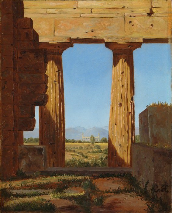 Painting - Constantine Hansen. Columns of the Temple of Neptune in Paestum. The Metropolitan Museum of Art, New York, USA