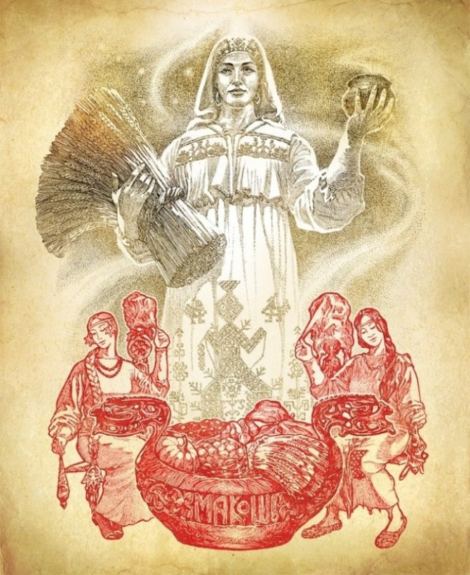 Tattoo picture of the goddess of amulets Makosh