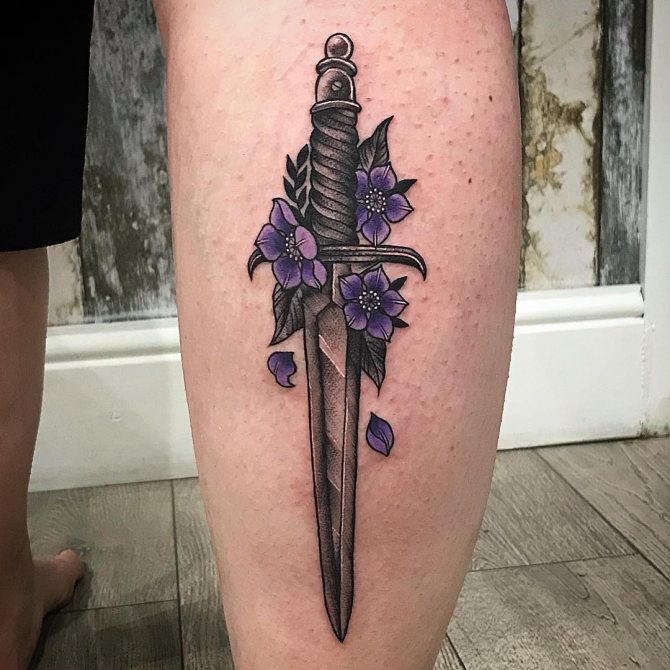 Short Dagger with Purple Flowers