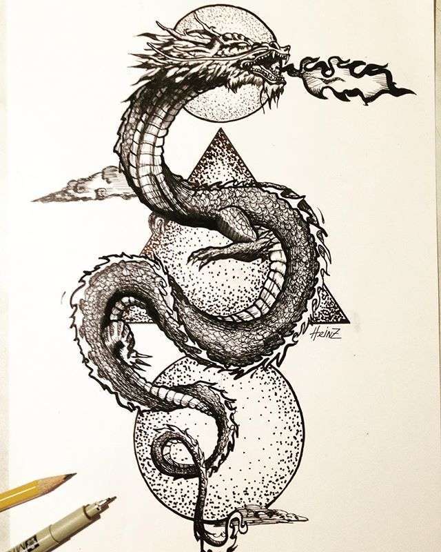 Beautiful pattern for dragon tattoo sketch