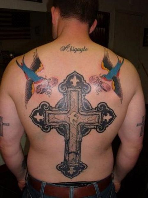 cross on his back