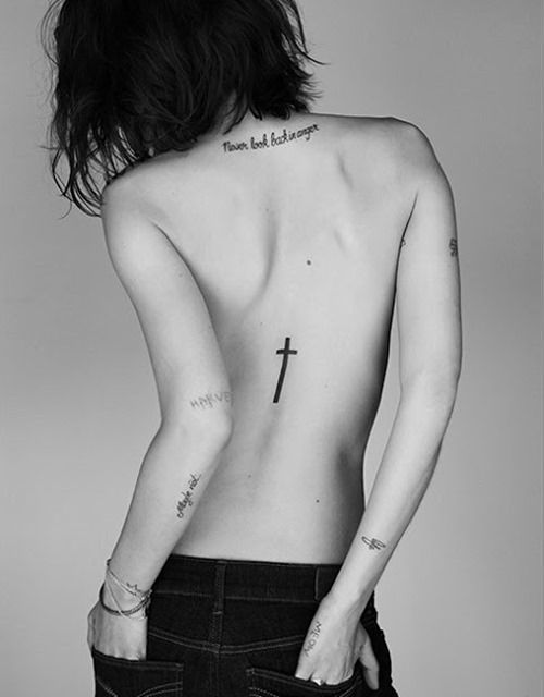 Cross Tattoo on Spine