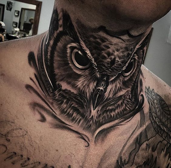 Big tattoo in the shape of an owl