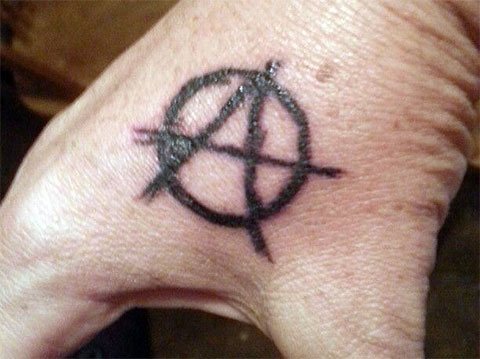 Small anarchy tattoo